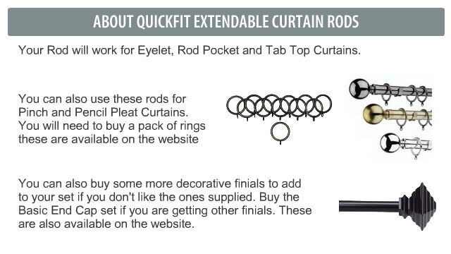 Your Rod will work for Eyelet, Rod Pocket and Tab Top Curtains.