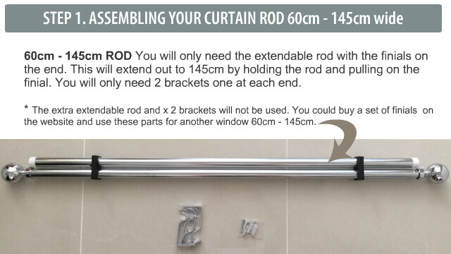 How to assemble the rod for a 80cm to 145cm wide window