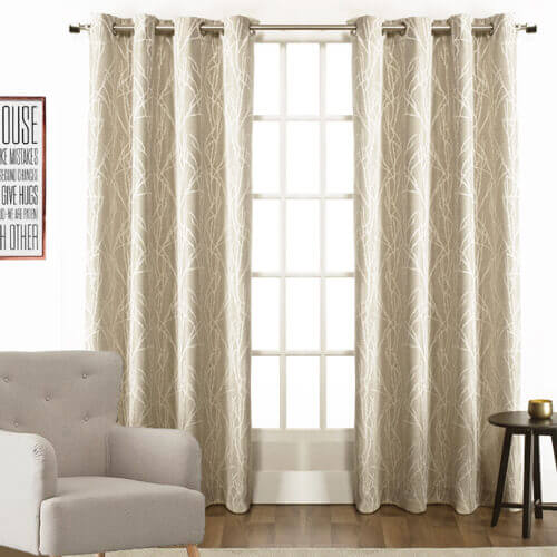 beige patterned eyelet curtains