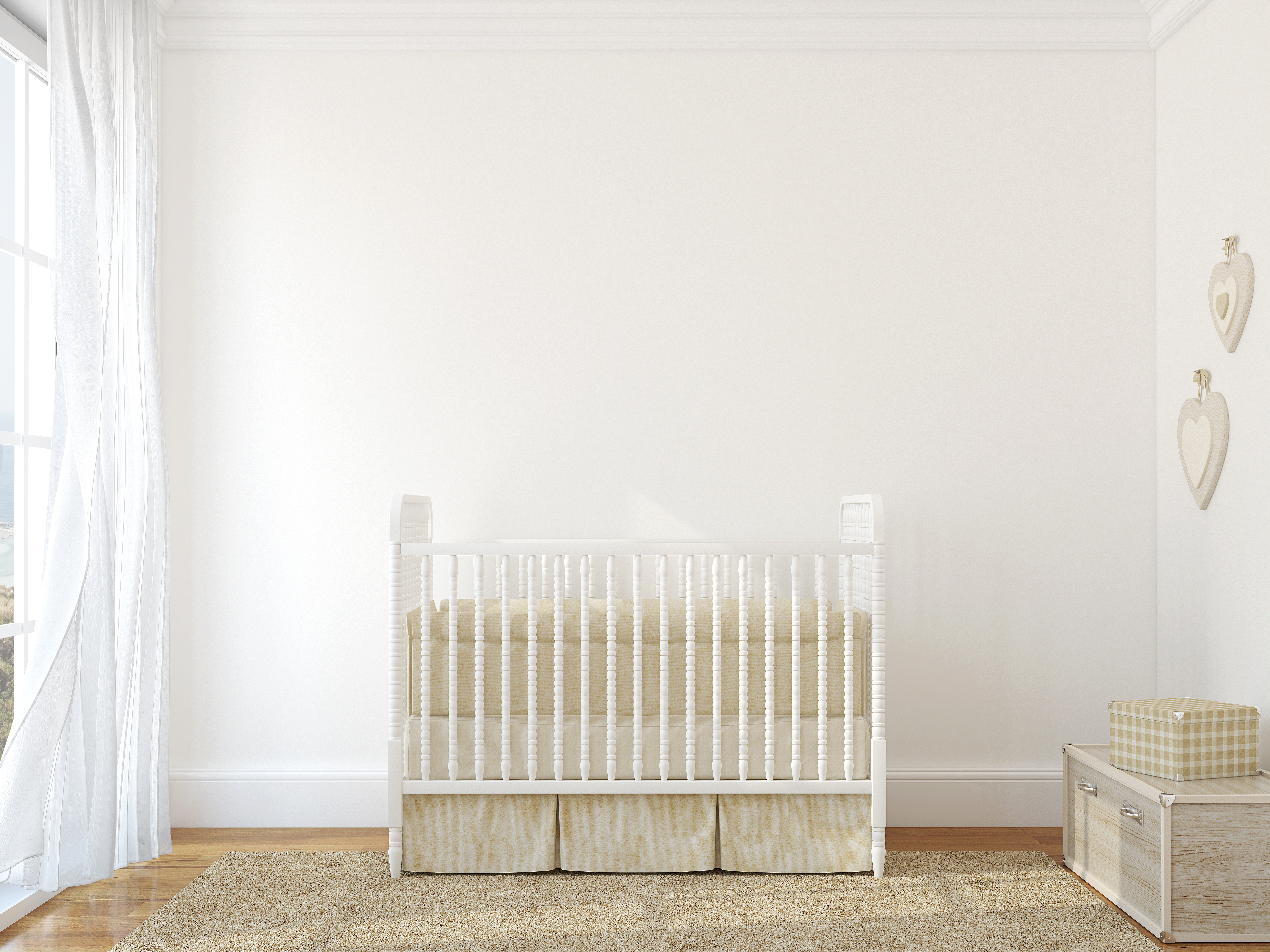 minimalist white nursery