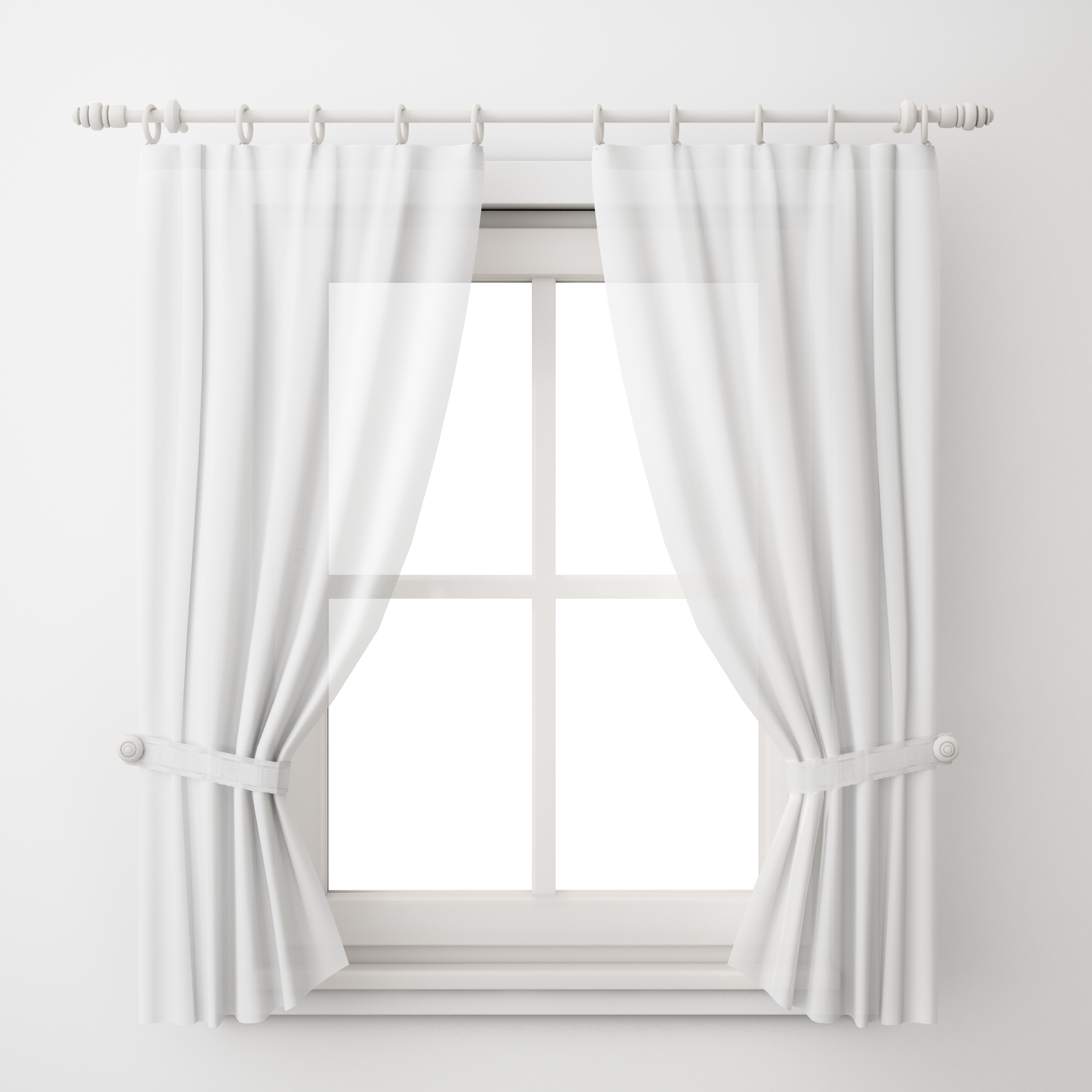 white curtains on small window