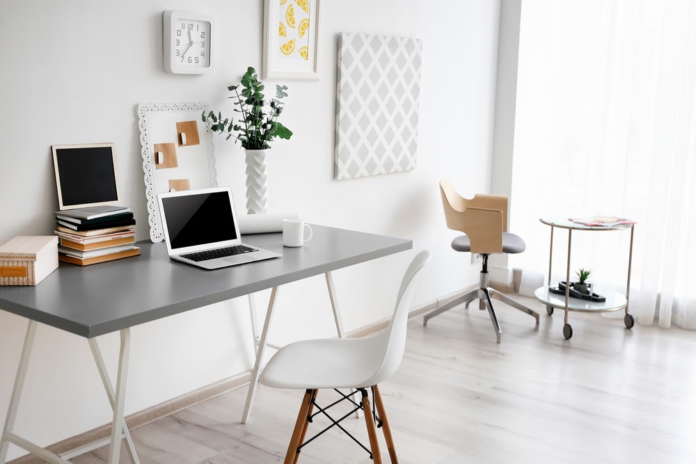 white minimalist home office