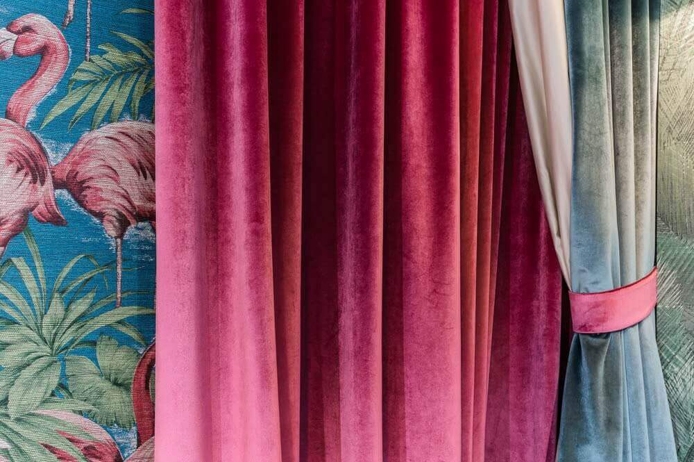 pink velvet curtains