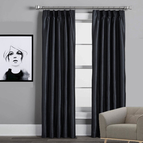 black curtains in lounge